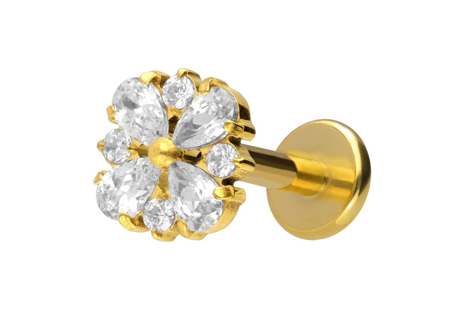Titan Labret Piercing mit Innengewinde KRISTALLORNAMENT